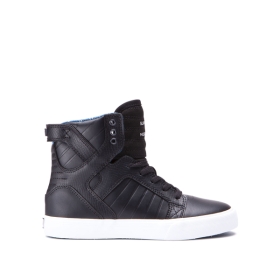 Supra SKYTOP Høye Sneakers Barn Svart/Hvite | NO-21139